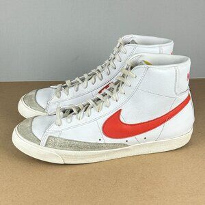 Nike Blazer Mid 77 Leather Athletic Sneakers Mens 13 White Mantra Orange Lace Up
